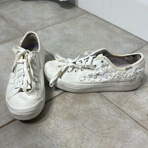 Kate Spade Keds White Canvas Sneakers